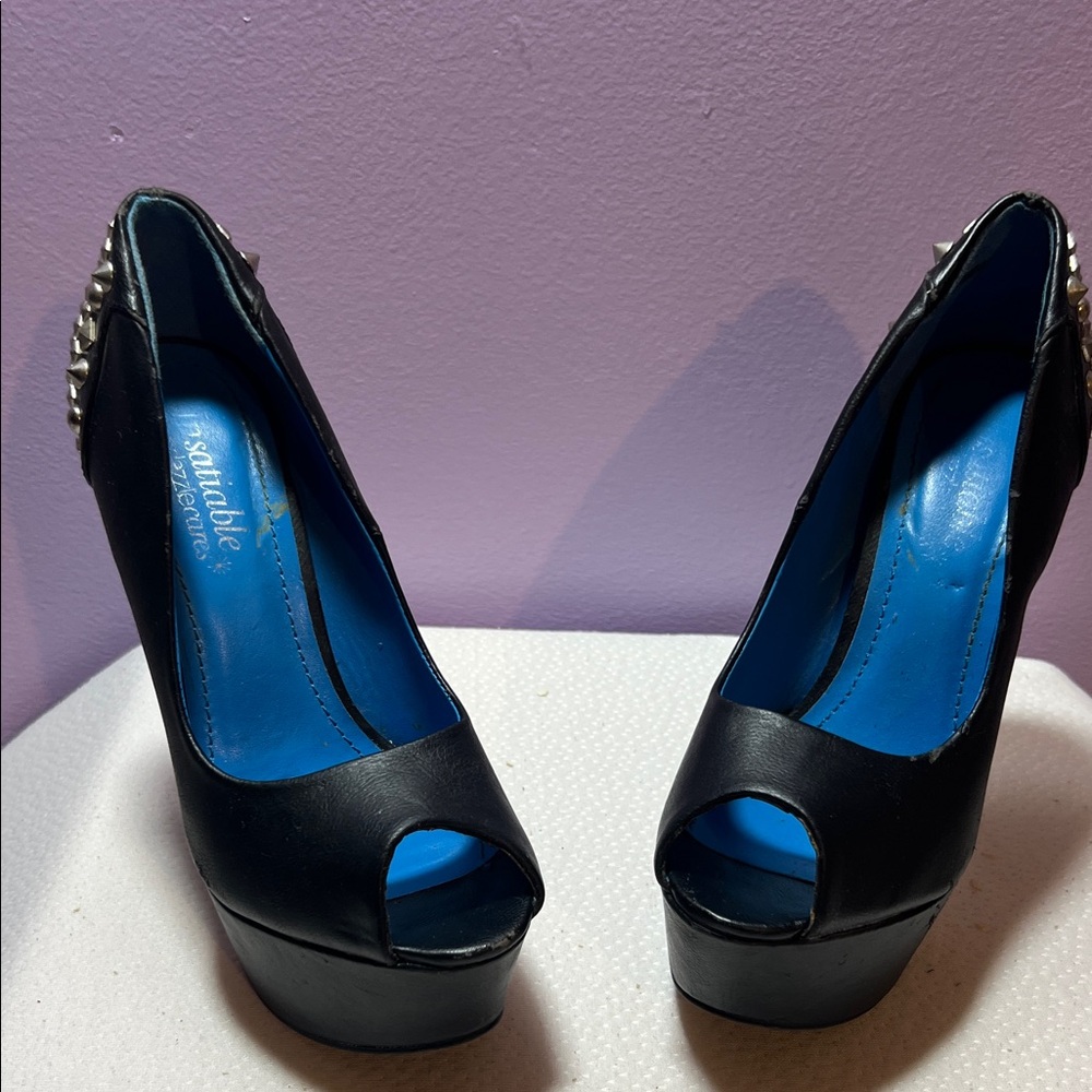 Black Peep Toe Heels